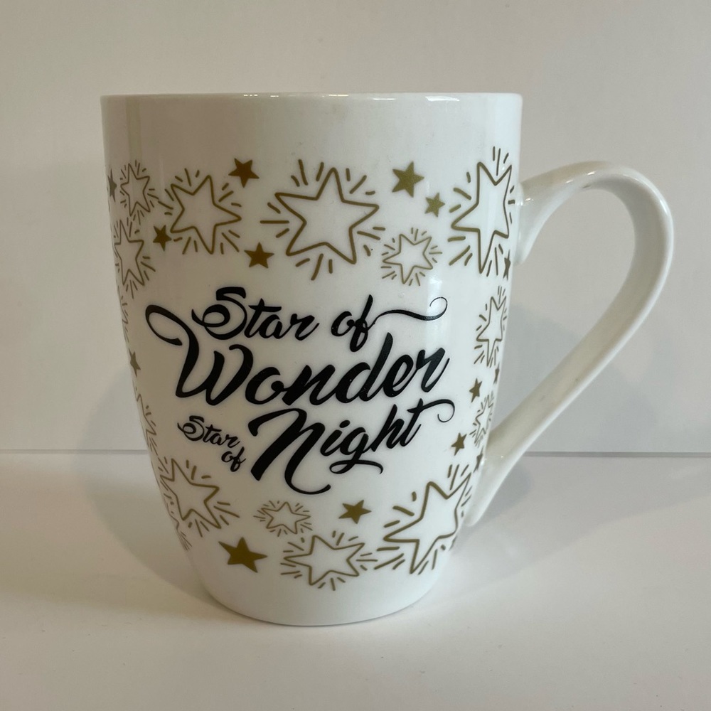 Divinity Star of Wonder Christmas Carol Holiday White Gold 10 oz Coffee Tea Mug
